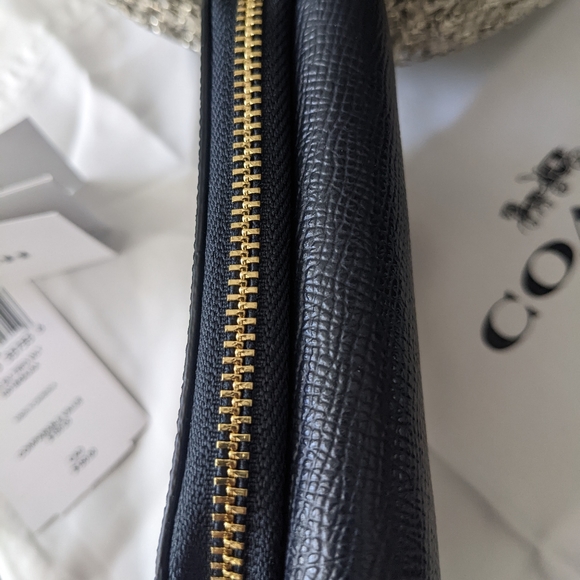 COACH WALLET SMALL TRIFOLD CROSSGRAIN MIDNIGHT BLUE LEATHER WITH COIN POCKET NEW - Picture 6 of 7